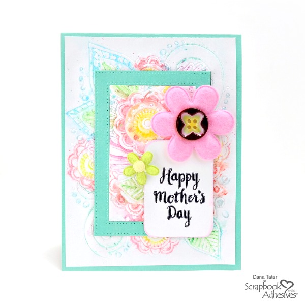 Bright Floral Embossed Watercolor Mother's Day Card with Felt Flowers and Stamped Sentiment