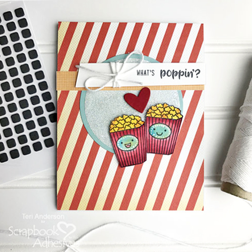 Stamped Popcorn Card Tutorial by Teri Anderson for Scrapbook Adhesives by 3L