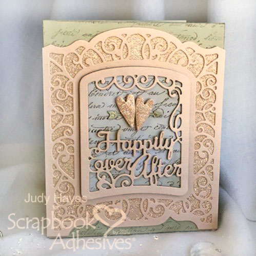 Glittery Wedding Card with Adhesive Sheets by Judy Hayes for Scrapbook Adhesives by 3L