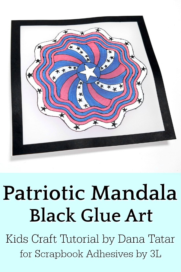 Patriotic Mandala Black Glue Art on Vellum