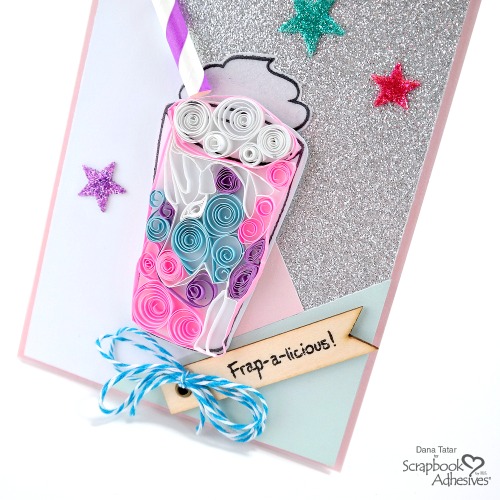 Quilled Unicorn Frappuccino Card with Glittered 3D Foam Hearts