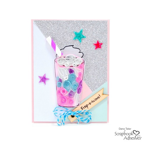 Quilled Unicorn Frappuccino Card with Glittered 3D Foam Hearts by Dana Tatar for Scrapbook Adhesives by 3L