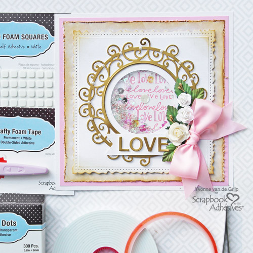 Romantic Love Shaker Card Tutorial by Yvonne van de Grijp for Scrapbook Adhesives by 3L