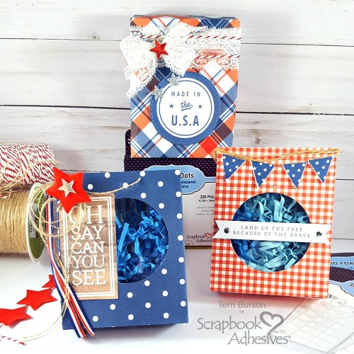 Patriotic Embellished Treat Boxes by Terri Burson for Scrapbook Adhesives by 3L