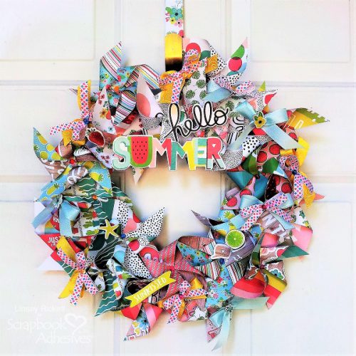 DIY Summertime Pinwheel Wreath by Linsey Rickett for Scrapbook Adhesives by 3L