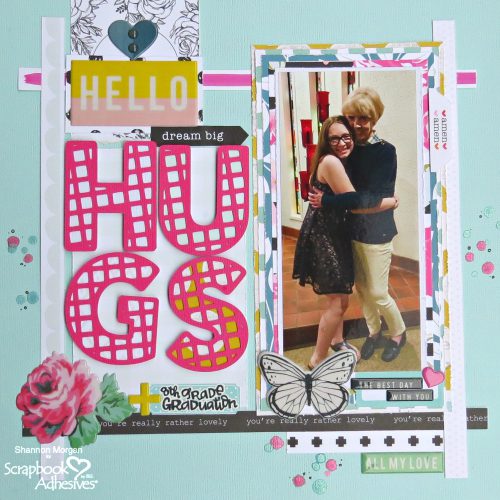 Hello Hugs Layout with Adhesive Lines by Shannon Morgan for Scrapbook Adhesives by 3L