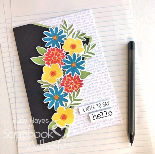 Dimensional Brushstroke Flowers Hello Card by Judy Hayes for Scrapbook Adhesives by 3L
