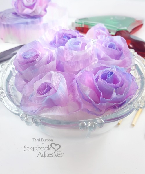 How to Create DIY Crepe Paper Flowers by Terri Burson for Scrapbook Adhesives by 3L