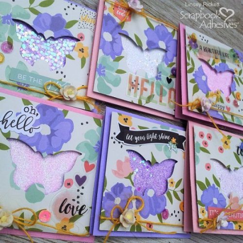 3 x 3 Notecards with Butterfly by Linsey RIckett for Scrapbook Adhesives by 3L