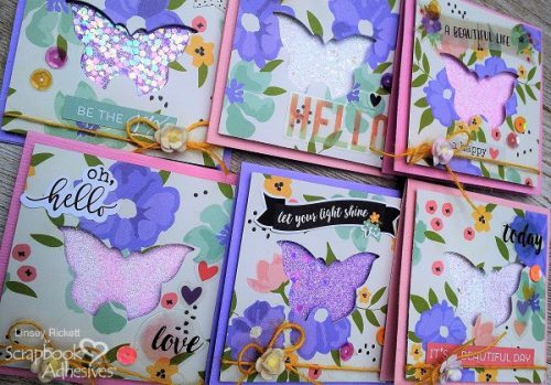 3 x 3 Notecards with Butterfly by Linsey RIckett for Scrapbook Adhesives by 3L