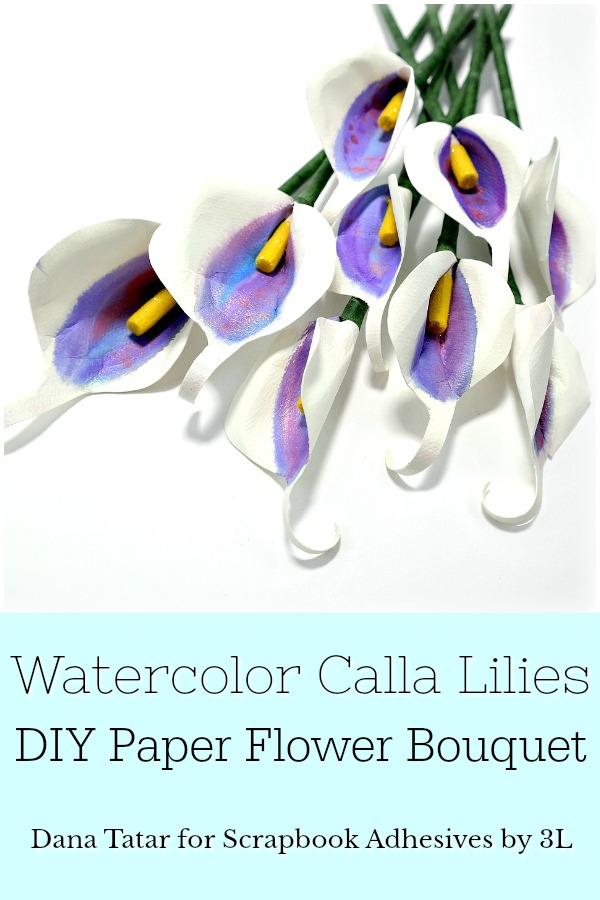 Watercolor Calla Lilies DIY Paper Flower Bouquet Tutorial