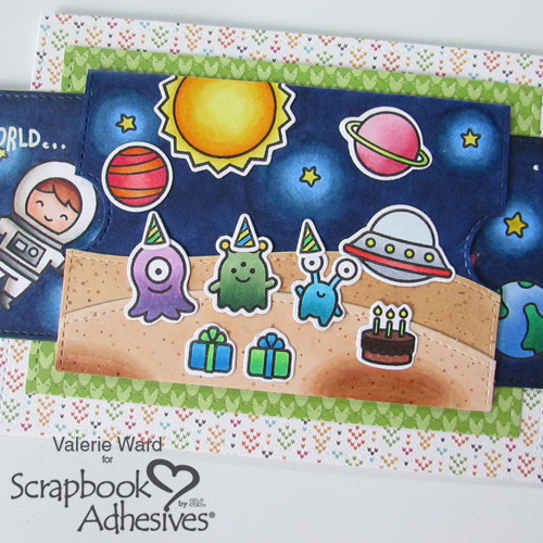 Sliding Surprise Birthday Card by Valerie Ward for Scrapbook Adhesives by 3L