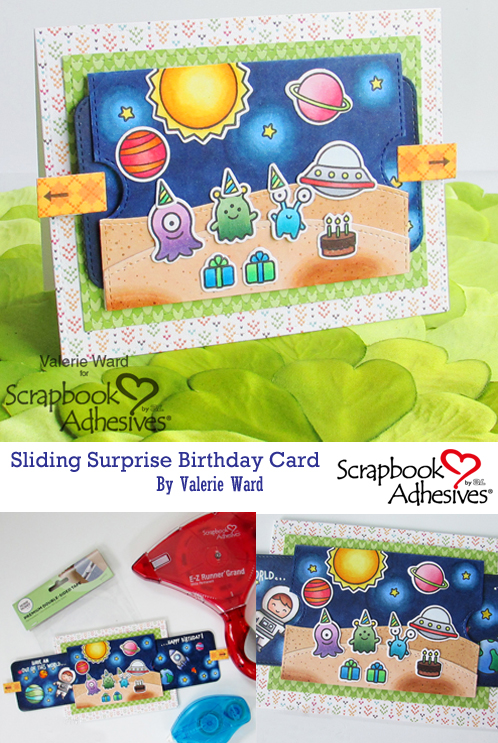 Sliding Surprise Birthday Card by Valerie Ward for Scrapbook Adhesives by 3L