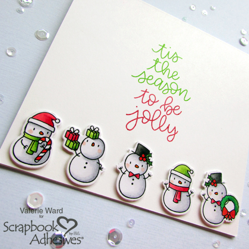 CAS Be Jolly Snowman Card by Valerie Ward for Scrapbook Adhesives by 3L