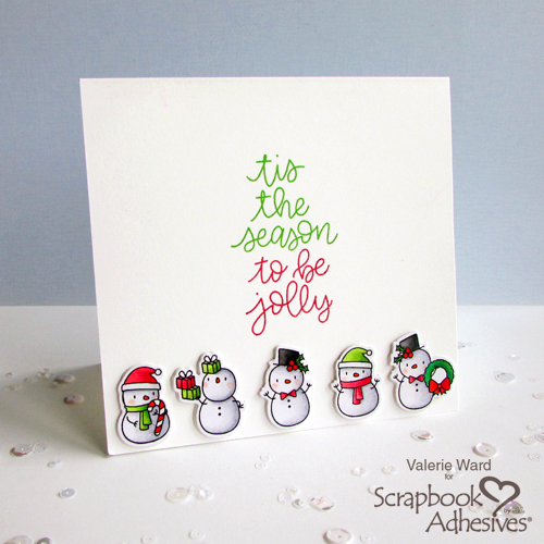 CAS Be Jolly Snowman Card by Valerie Ward for Scrapbook Adhesives by 3L