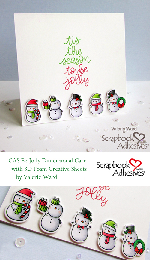 CAS Be Jolly Snowman Card by Valerie Ward for Scrapbook Adhesives by 3L