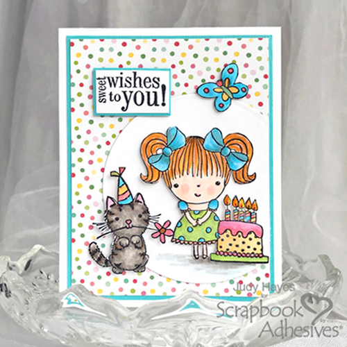 Sweet Wishes Birthday Card with 3D Foam Squares by Judy Hayes for Scrapbook Adhesives by 3L