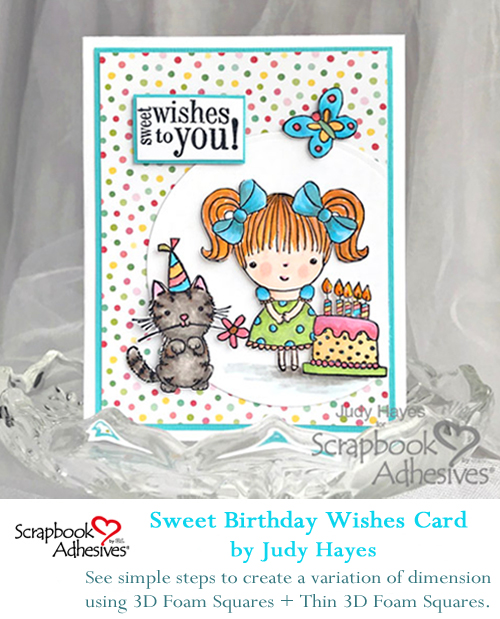 Pinterest Sweet Birthday Wishes Card by Judy Hayes for Scrapbook Adhesives by 3L