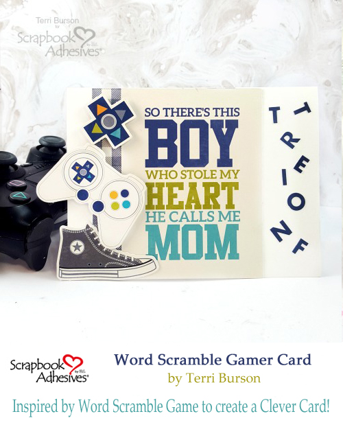 Pinterest Word Scramble Gamer Card by Terri Burson for Scrapbook Adhesives by 3L