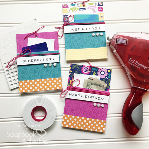 Colorful Gift Card Pockets Tutorial by Teri Anderson for Scrapbook Adhesives by 3L