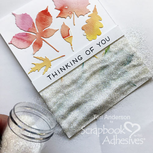 Glitter Stripes Watercolor Leaf Cards by Teri Anderson for Scrapbook Adhesives by 3L
