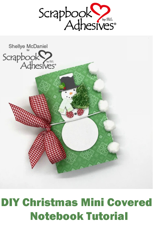 Pinterest DIY Christmas Mini Covered Notebook Tutorial by Shellye McDaniel for Scrapbook Adhesives by 3L