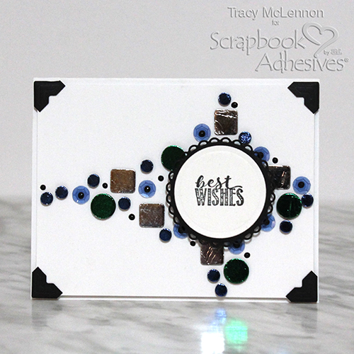 Mosaic Best Wishes Card Using 3D Foam Squares and Circles by Tracy McLennon for Scrapbook Adhesives by 3L