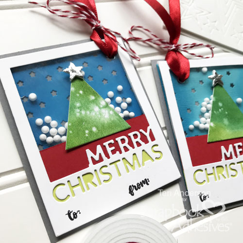 Merry Christmas Tree Shaker Tags by Teri Anderson for Scrapbook Adhesives by 3L