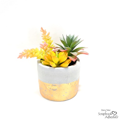 DIY Faux Gold Leaf Succulent Planter by Dana Tatar for Scrapbook Adhesives by 3L