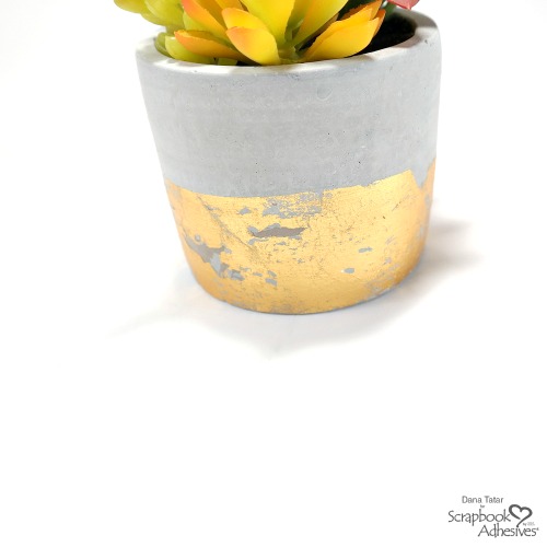 DIY Faux Gold Leaf Succulent Planter by Dana Tatar for Scrapbook Adhesives by 3L