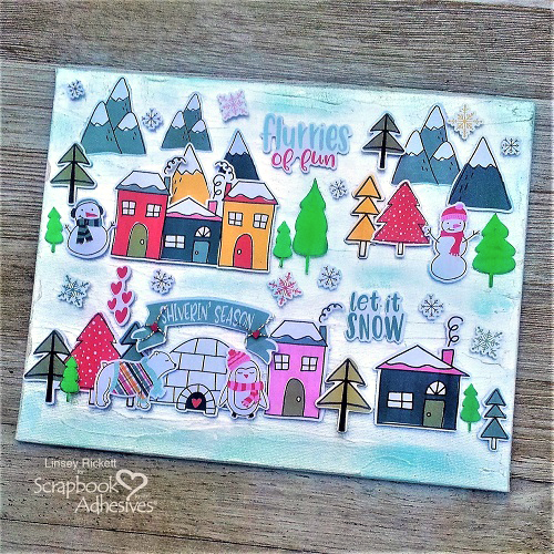 Foiled Trees in a Winter Wonderland by Linsey Rickett for Scrapbook Adhesives by 3L
