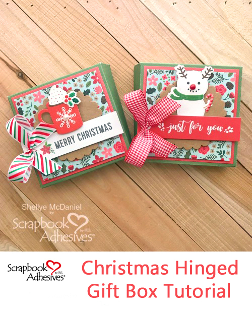 Christmas Hinged Gift Box Tutorial by Shellye McDaniel for Scrapbook Adhesives by 3L Pinterest