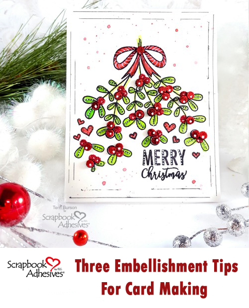 Decorative Stamped Christmas Card by Terri Burson for Scrapbook Adhesives by 3L Pinterest