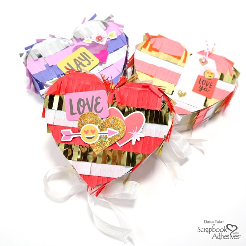 Heart Pinatas for Valentine's Day by Dana Tatar for Scrapbook Adhesives by 3L