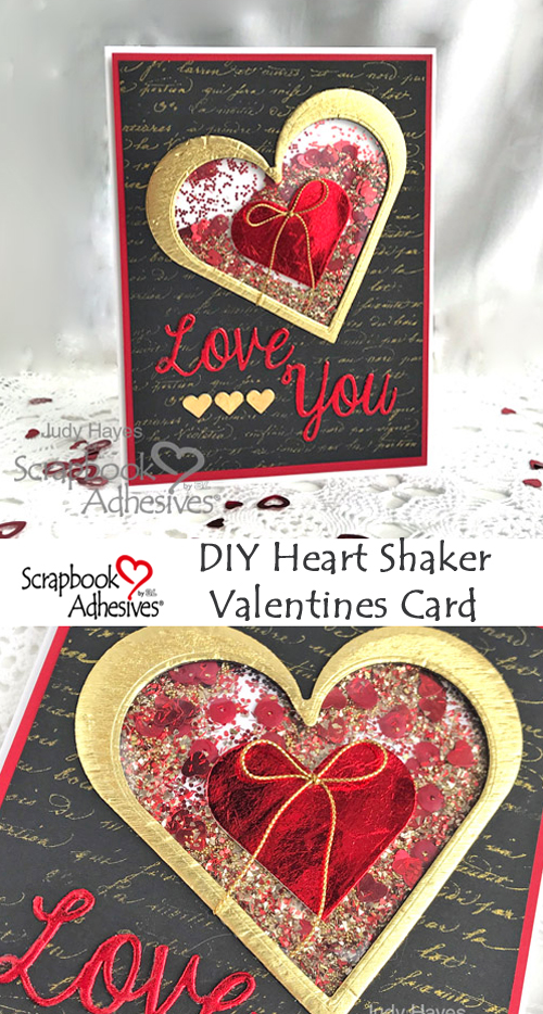 DIY Heart Shaker Card Tutorial by Judy Hayes for Scrapbook Adhesives by 3L Pinterest