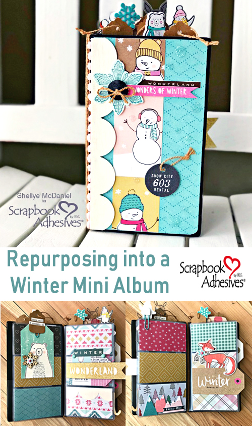 Repurpose a Winter Mini Album by Shellye McDaniel for Scrapbook Adhesives by 3L Pinterest