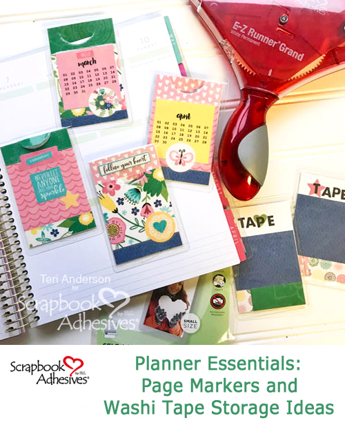 Planner Page Markers and Washi Tape Storage Cards by Teri Anderson for Scrapbook Adhesives by3L Pinterest