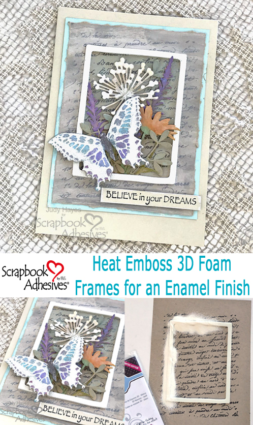 Framed Butterfly and Flowers Card Tutorial by Judy Hayes for Scrapbook Adhesives by 3L Pinterest