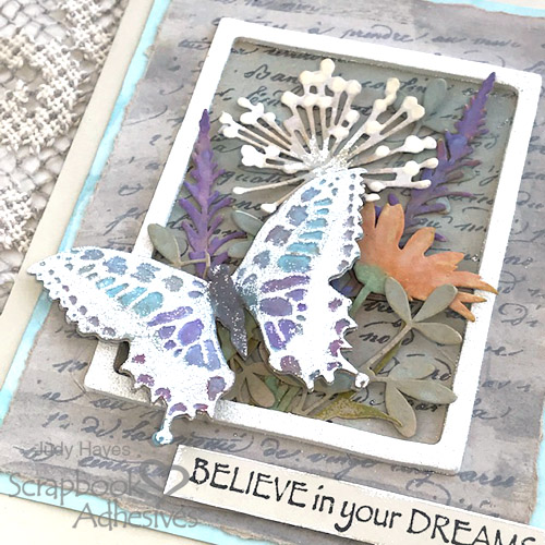 Framed Butterfly and Flowers Card Tutorial by Judy Hayes for Scrapbook Adhesives by 3L