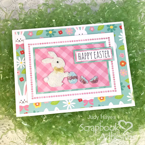 Glittered Bunny Easter Card Tutorial by Judy Hayes for Scrapbook Adhesives by 3L