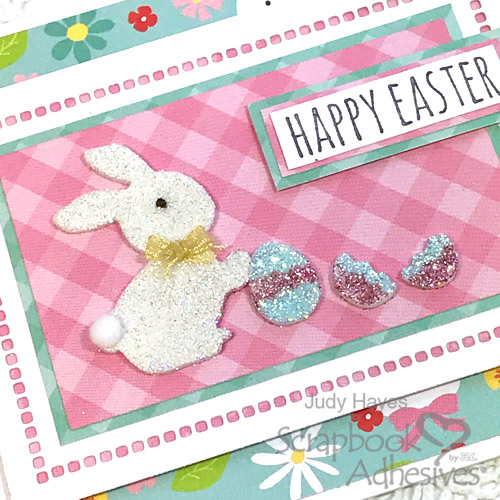 Glittered Bunny Easter Card Tutorial by Judy Hayes for Scrapbook Adhesives by 3L