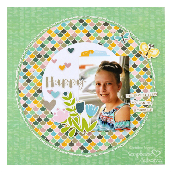 Happy Scrapbook Layout: Adhesive Details by Christine Meyer for Scrapbook Adhesives by 3L