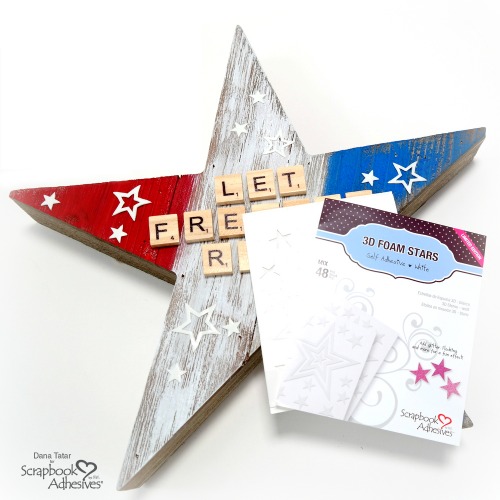 Patriotic Wood Star Tutorial by Dana Tatar for Scrapbook Adhesives by 3L