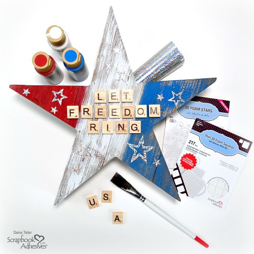 Patriotic Wood Star Tutorial by Dana Tatar for Scrapbook Adhesives by 3L