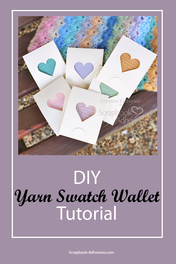 DIY Yarn Swatch Wallets by Christine Emberson for Scrapbook Adhesives by 3L Pinterest