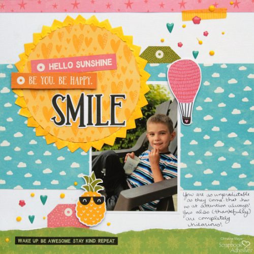 Creative Photo Corners as Sunshine Layout by Christine Meyer for Scrapbook Adhesives by 3L