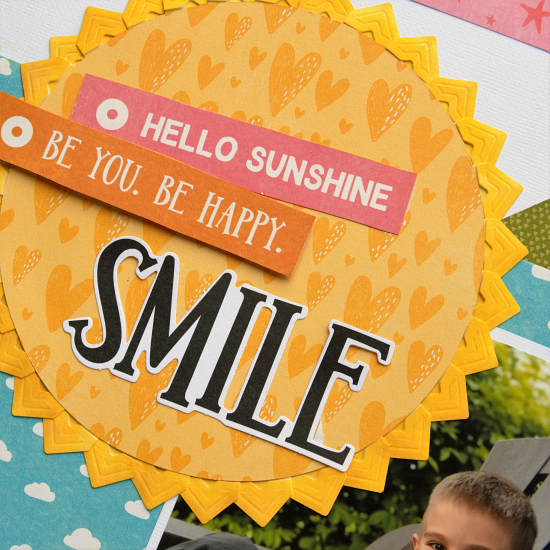 Creative Photo Corners as Sunshine Layout by Christine Meyer for Scrapbook Adhesives by 3L