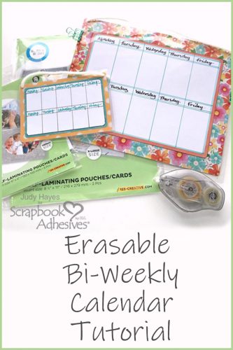 Erasable Calendar by Judy Hayes for Scrapbook Adhesives by 3L