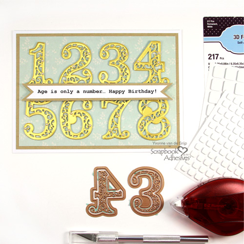 How to Make a Number Birthday Card by Yvonne van de Grijp for Scrapbook Adhesives by 3L