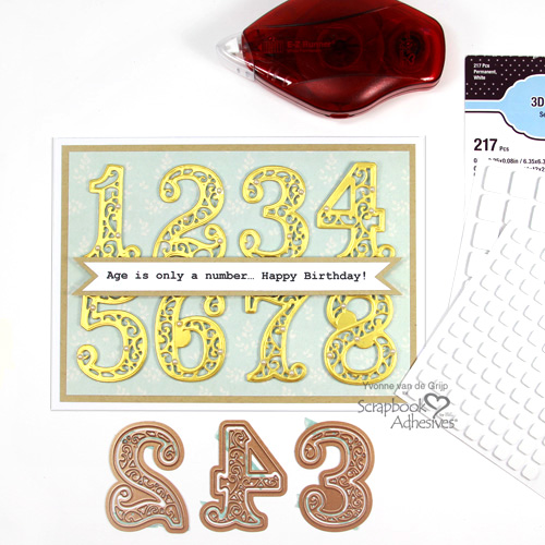 How to Make a Number Birthday Card by Yvonne van de Grijp for Scrapbook Adhesives by 3L